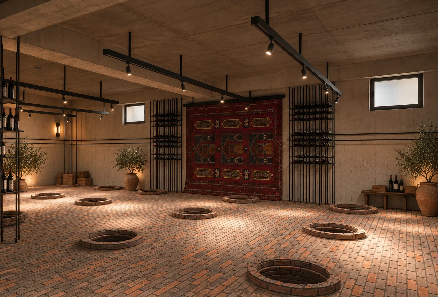 The Borgo Manavi marani with qvevri set into the brick floor